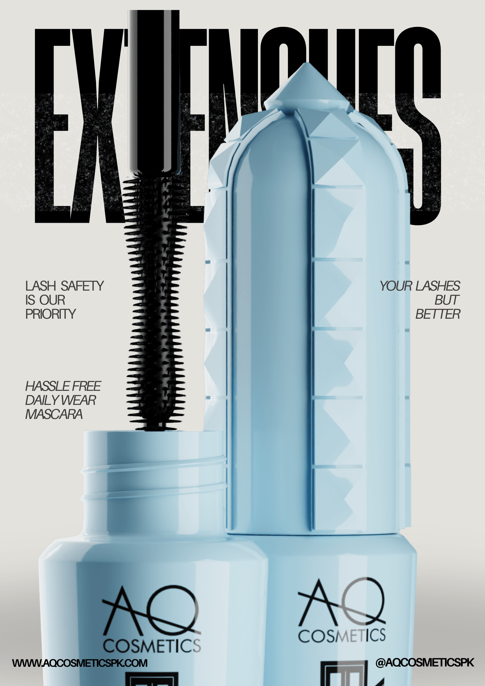 AQ Cosmetics Extenshes – Water Repellent Mascara, Pair of 2 - Image 3